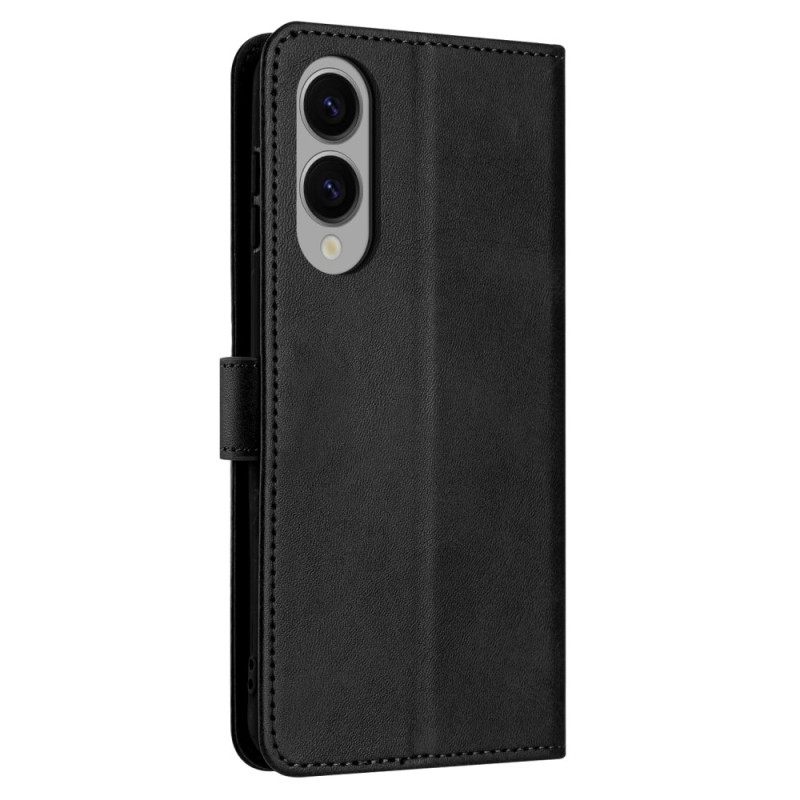 Folio-hoesje Samsung Galaxy S25 5g Edge Telefoonhoesje Leerlook Met Bandje