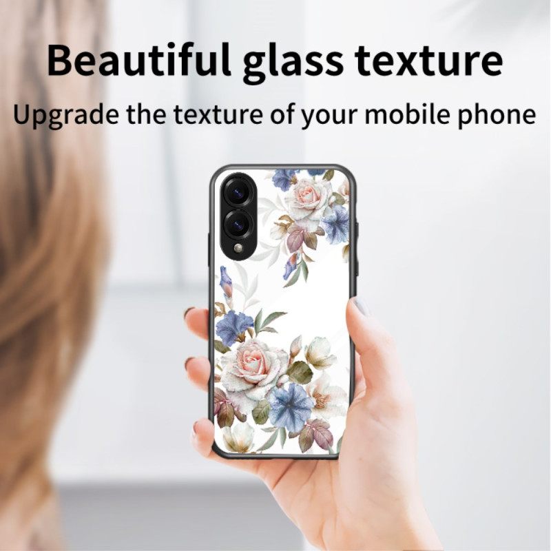 Hoesje Samsung Galaxy S25 5g Edge Bloemenpatroon Van Gehard Glas Bescherming Hoesje