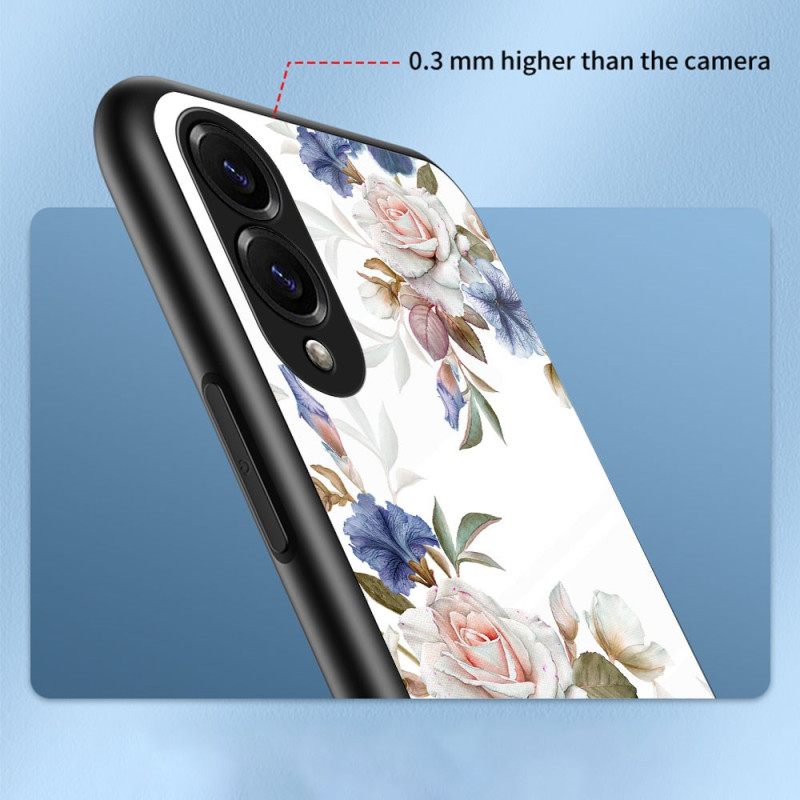 Hoesje Samsung Galaxy S25 5g Edge Bloemenpatroon Van Gehard Glas Bescherming Hoesje