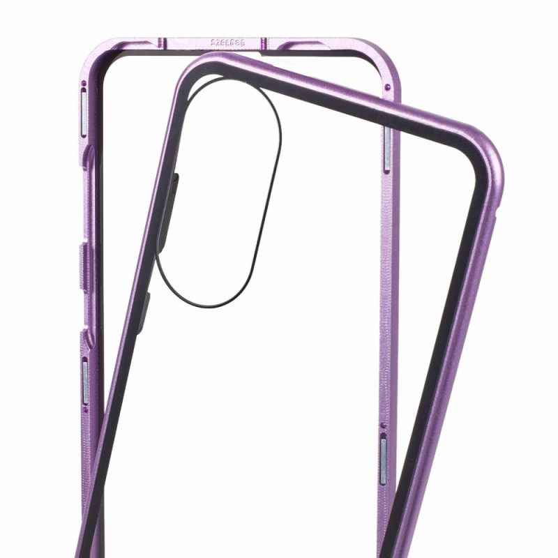 Hoesje Samsung Galaxy S25 5g Edge Gehard Glas En Magnetisch Frame Bescherming Hoesje