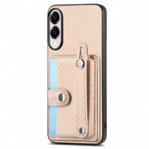 Hoesje Samsung Galaxy S25 5g Edge Koolstofvezel Met Kaarthouder En Riemhouder