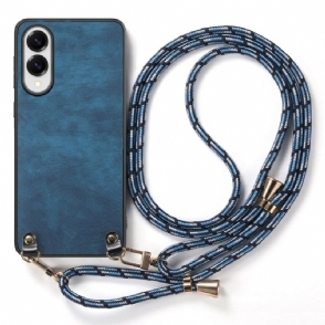 Hoesje Samsung Galaxy S25 5g Edge Vintage Koord Met Leerlook