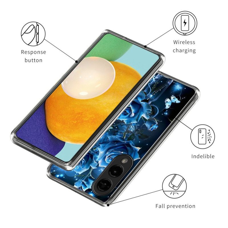 Hoesje Voor Samsung Galaxy S25 5g Edge Patroon Met Blauwe Rozen