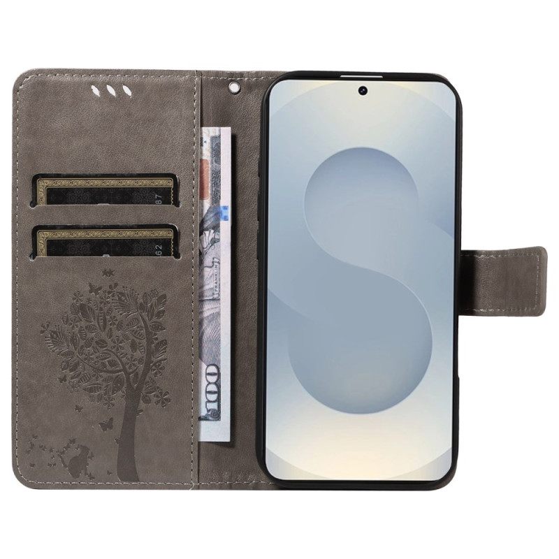 Leren Hoesje Samsung Galaxy S25 5g Edge Boom En Kat Bescherming Hoesje