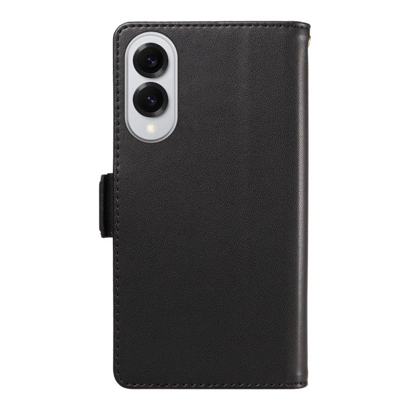 Leren Hoesje Samsung Galaxy S25 5g Edge Kaarthouder En Polsbandje