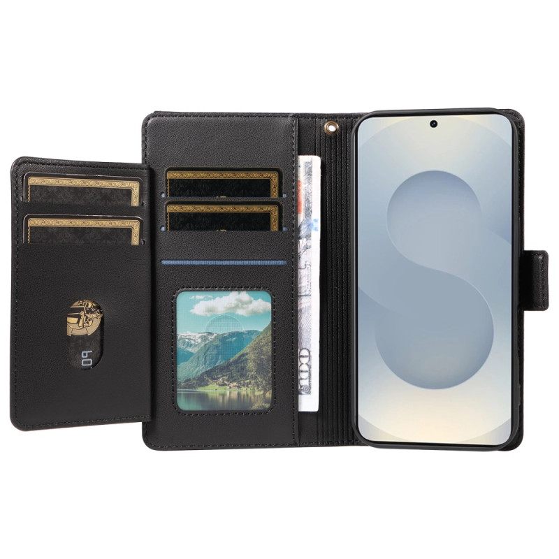 Leren Hoesje Samsung Galaxy S25 5g Edge Kaarthouder En Polsbandje