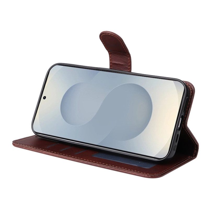 Leren Hoesje Samsung Galaxy S25 5g Edge Kalfsleertextuur Bescherming Hoesje