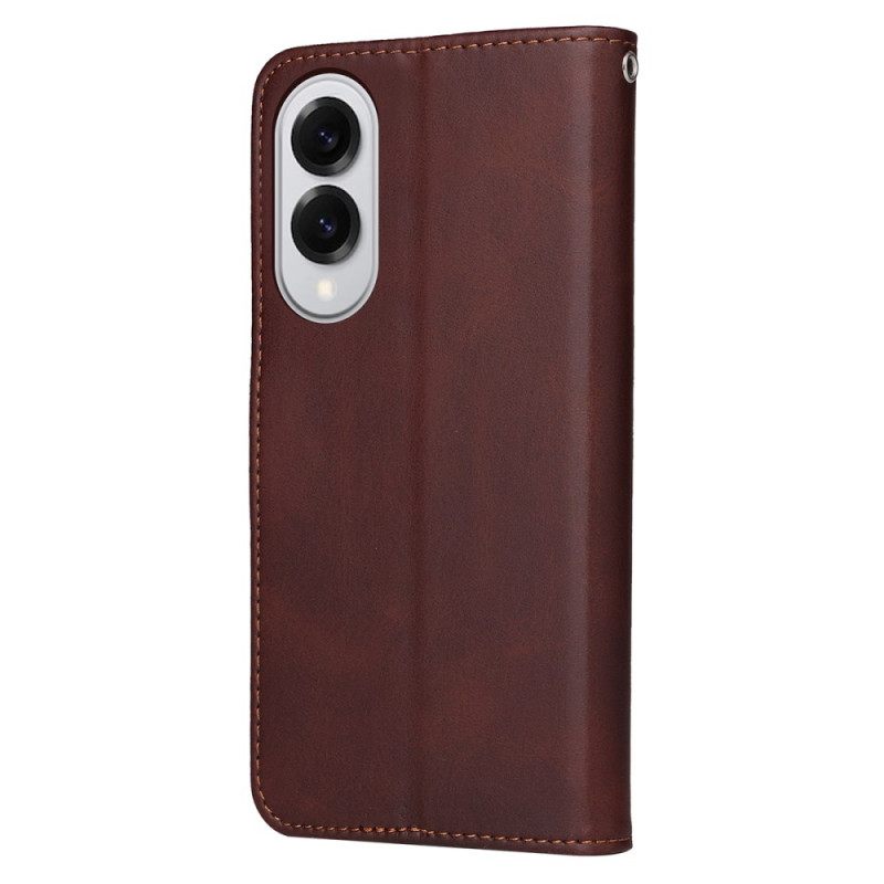 Leren Hoesje Samsung Galaxy S25 5g Edge Kalfsleertextuur Bescherming Hoesje