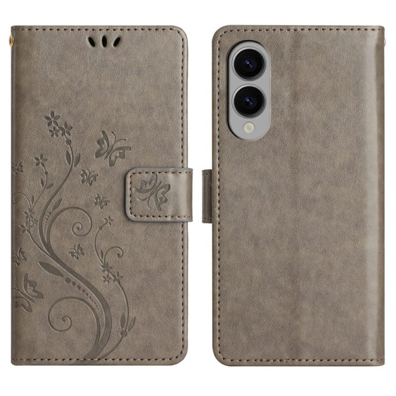 Leren Hoesje Samsung Galaxy S25 5g Edge Kleine Bloemen Bescherming Hoesje