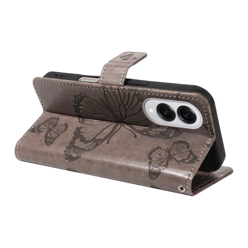 Leren Hoesje Samsung Galaxy S25 5g Edge Patroon Met Gigantische Vlinders