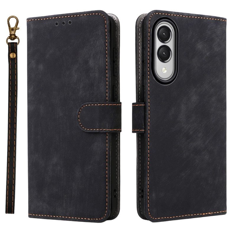 Leren Hoesje Samsung Galaxy S25 5g Edge Rfid-functie Met Bandje