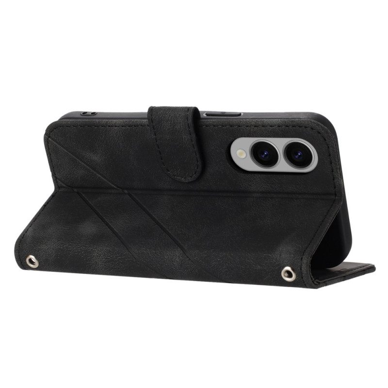 Leren Hoesje Voor Samsung Galaxy S25 5g Edge Band Met Bedrukte Lijnen