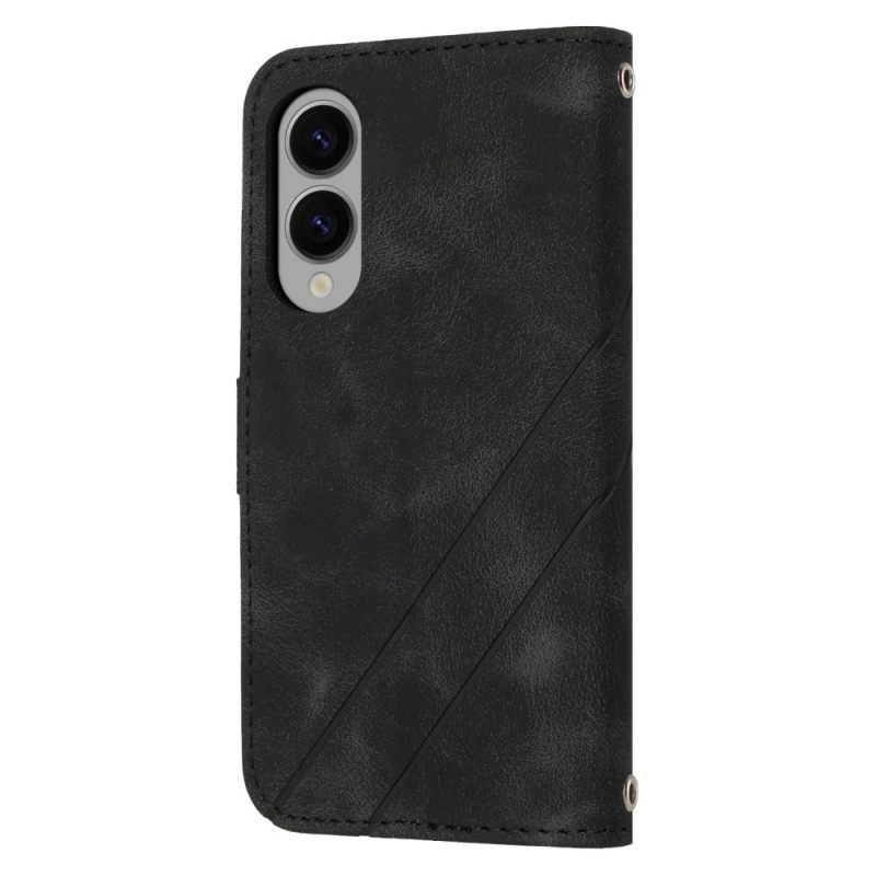 Leren Hoesje Voor Samsung Galaxy S25 5g Edge Band Met Bedrukte Lijnen