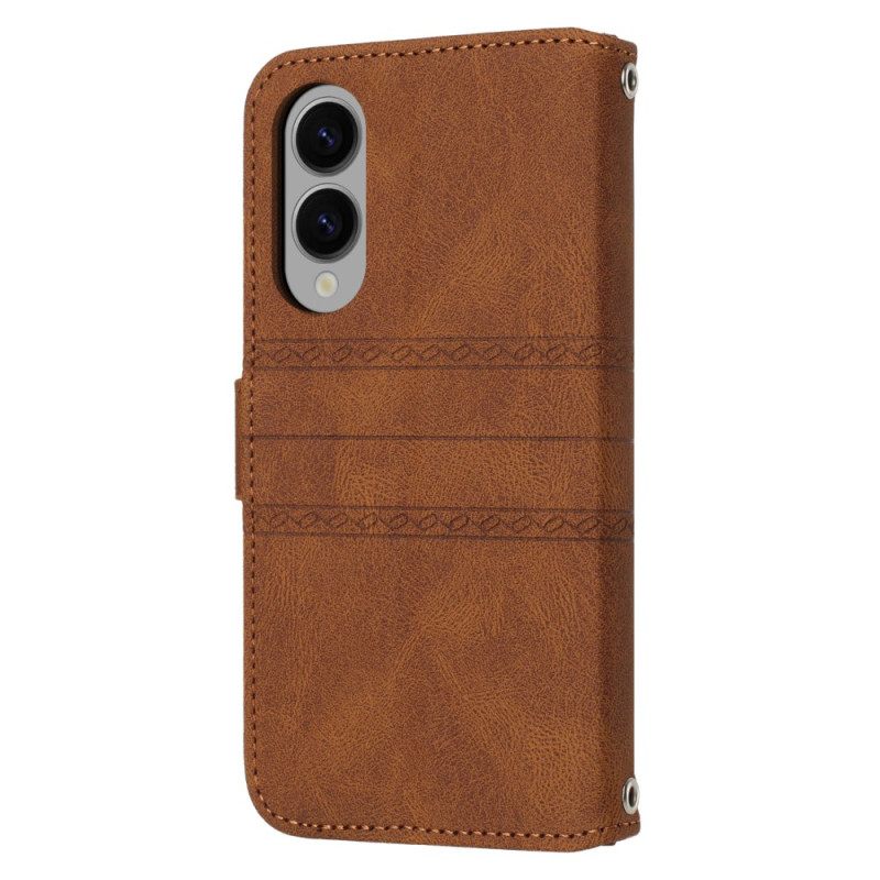 Leren Hoesje Voor Samsung Galaxy S25 5g Edge Bandje Met Sierrand