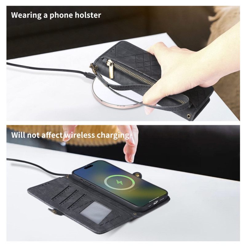 Leren Hoesje Voor Samsung Galaxy S25 5g Edge Geometrisch Patroon En Sleutelkoord