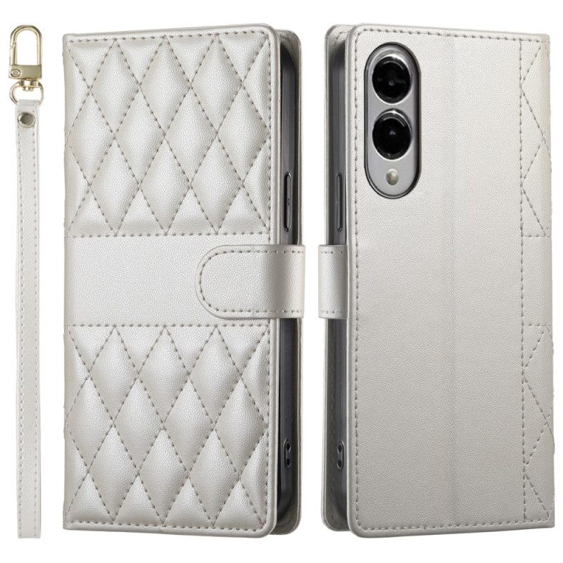 Leren Hoesje Voor Samsung Galaxy S25 5g Edge Gewatteerd Met Bandje En Schouderband