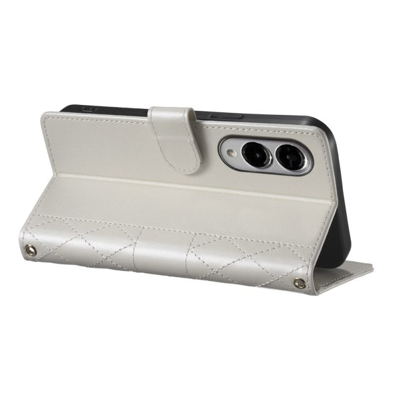 Leren Hoesje Voor Samsung Galaxy S25 5g Edge Gewatteerd Met Bandje En Schouderband