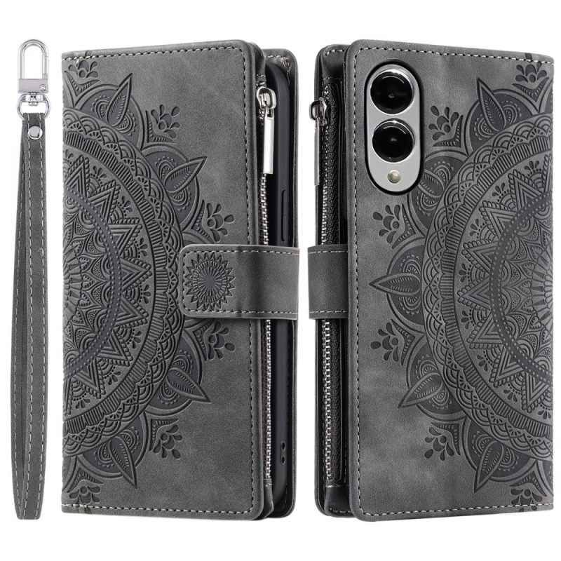 Leren Hoesje Voor Samsung Galaxy S25 5g Edge Portemonnee Met Mandala-effect (suède)