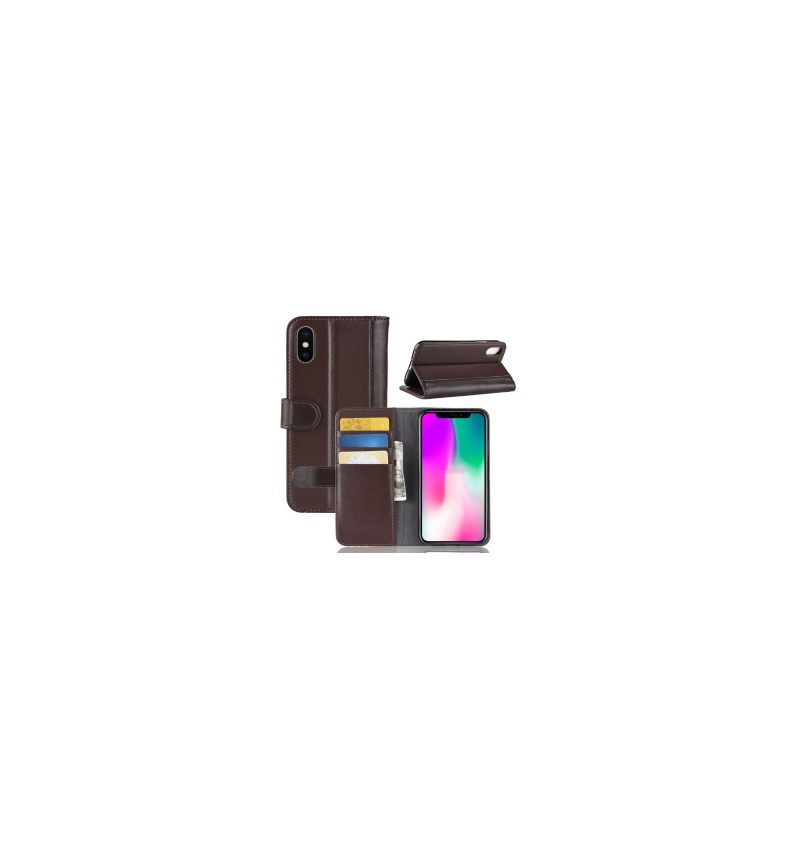 Folio-hoesje voor iPhone XR Anti-fall Premium Lederen Kaarthouder