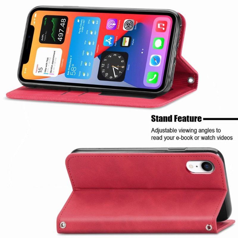 Folio-hoesje voor iPhone XR Anti-fall Zakelijk Retro