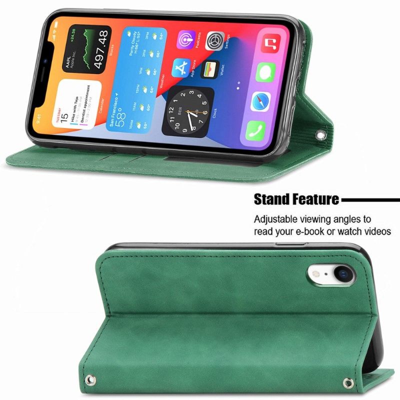 Folio-hoesje voor iPhone XR Anti-fall Zakelijk Retro