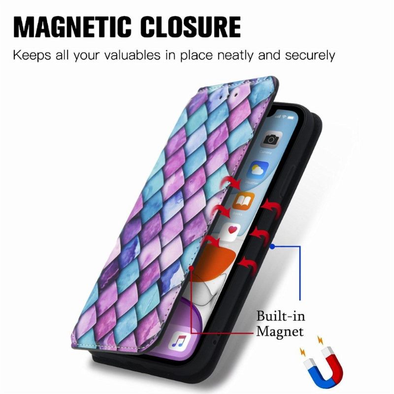 Folio-hoesje voor iPhone XR Gekleurde Schildpadstijl