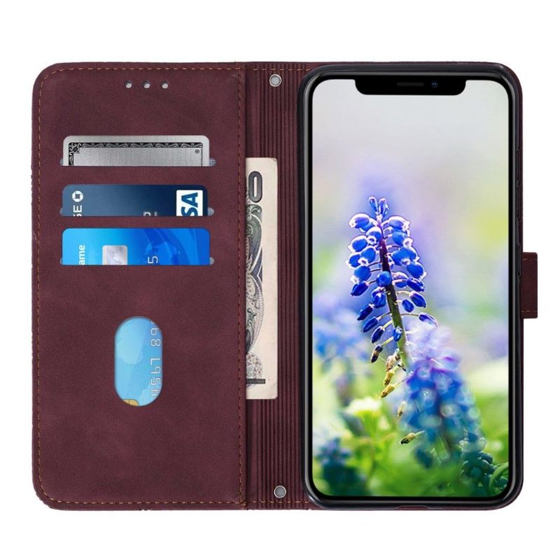 Folio-hoesje voor iPhone XR Geometrisch Ontwerp Met Leereffect Met Riem