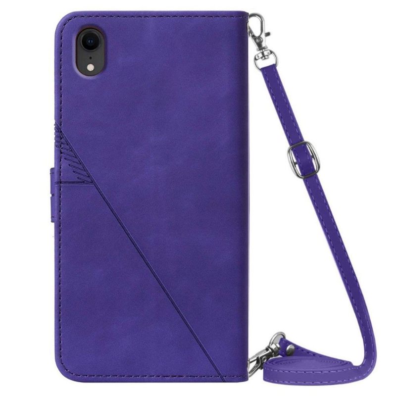 Folio-hoesje voor iPhone XR Geometrisch Ontwerp Met Leereffect Met Riem