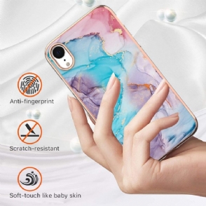 Hoesje voor iPhone XR Blauw Gekleurd Marmer