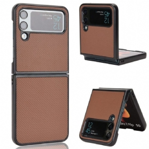Telefoonhoesje voor Samsung Galaxy Z Flip 4 Folio-hoesje Koolstofvezeltextuur Met Leereffect