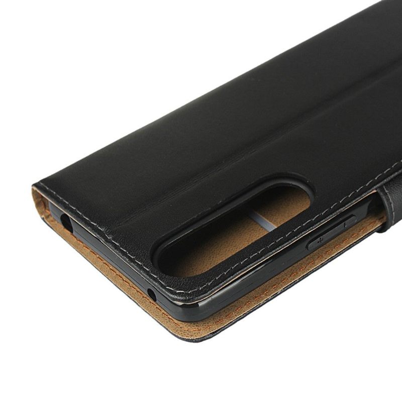 Cover voor Sony Xperia 1 II Anti-fall Portemonnee Leren Folio-hoesje Kunstleer Portemonnee - Zwart