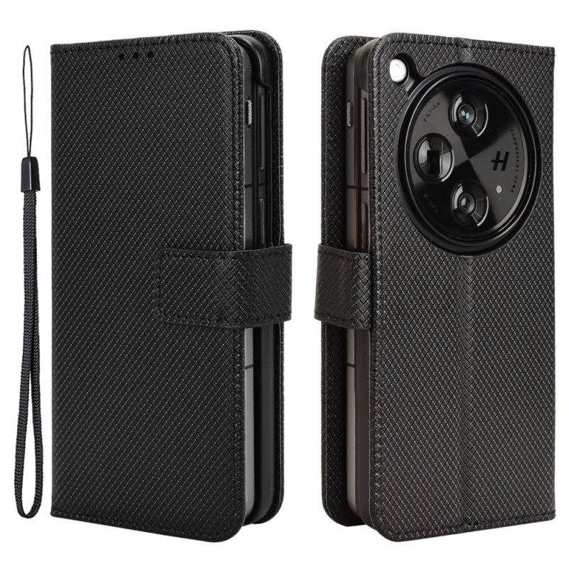 Flip Case Leren Oppo Find N3 Bevestigingspunten Voor Draagkoord