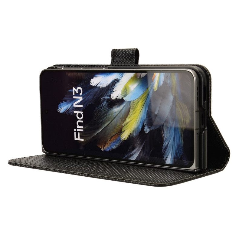 Flip Case Leren Oppo Find N3 Bevestigingspunten Voor Draagkoord