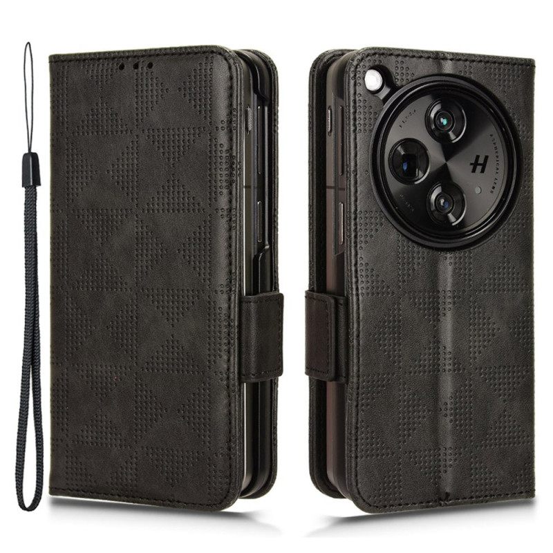 Flip Case Leren Oppo Find N3 Driehoekspatroon