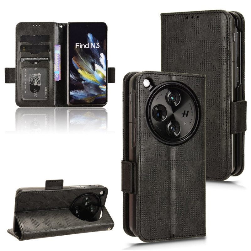 Flip Case Leren Oppo Find N3 Driehoekspatroon