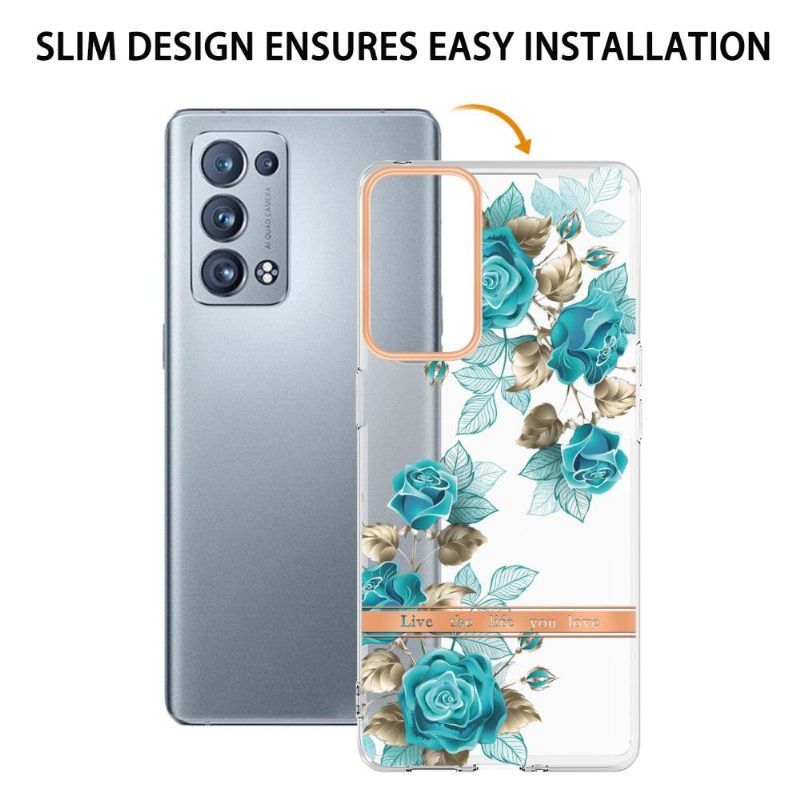 Hoesje voor Oppo Reno 6 Pro 5G Blauwe Roos