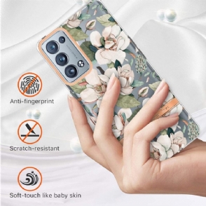 Hoesje voor Oppo Reno 6 Pro 5G Witte Bloem Gardenia