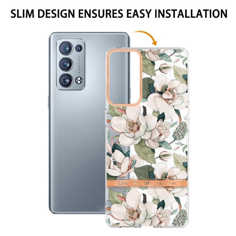 Hoesje voor Oppo Reno 6 Pro 5G Witte Bloem Gardenia