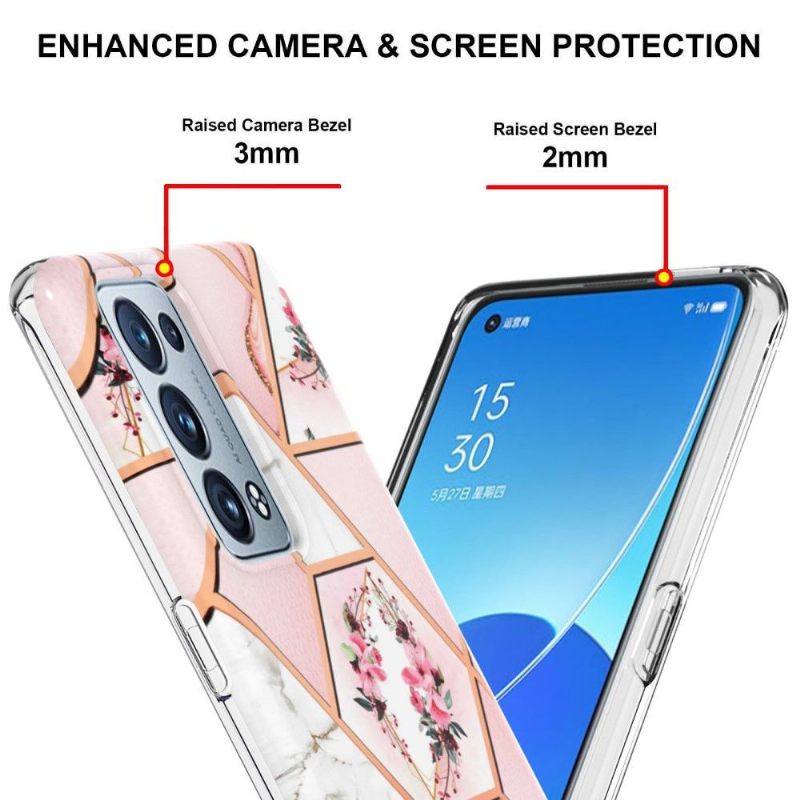 Telefoonhoesje voor Oppo Reno 6 Pro 5G Marmer En Bloemenkroon