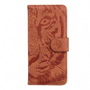 Folio-hoesje voor Xiaomi Redmi Note 10 5G Tijger Gezicht Afdrukken
