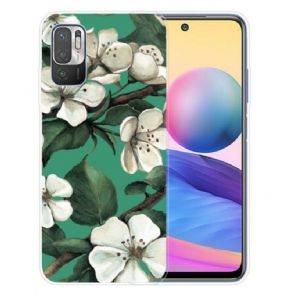 Hoesje voor Xiaomi Redmi Note 10 5G Geschilderde Witte Bloemen