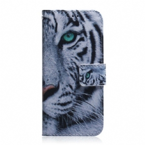 Leren Hoesje voor Xiaomi Redmi Note 10 5G Tijger Gezicht