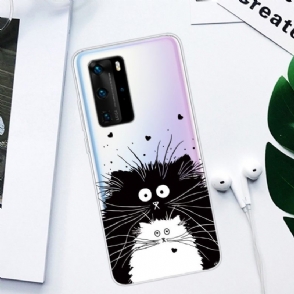 Hoesje voor Huawei P40 Pro Zwart-witte Katten