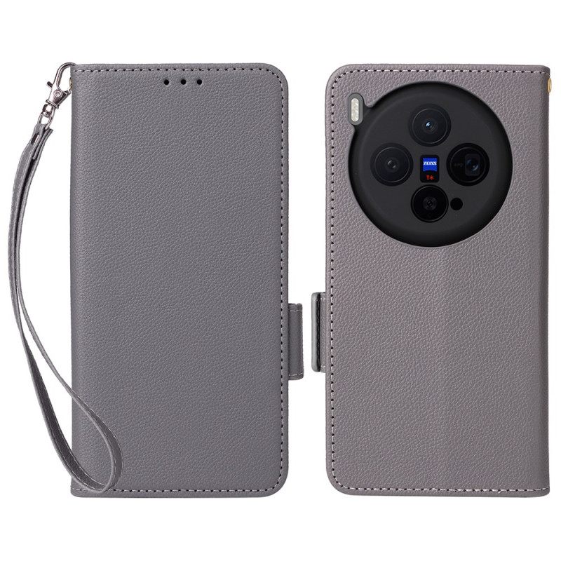 Flip Case Leren Vivo X300 Ringhouder Van Kunstleer