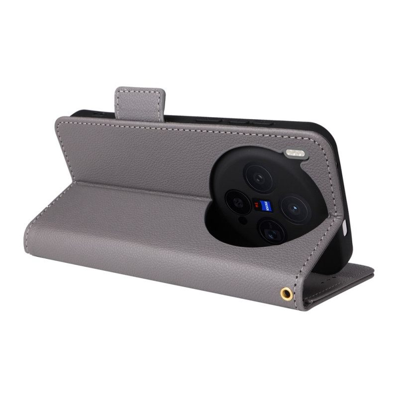 Flip Case Leren Vivo X300 Ringhouder Van Kunstleer