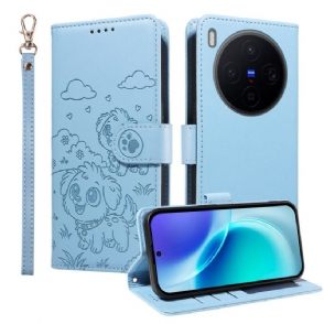 Leren Hoesje Vivo X300 Rfid-bescherming Met Hondengravure