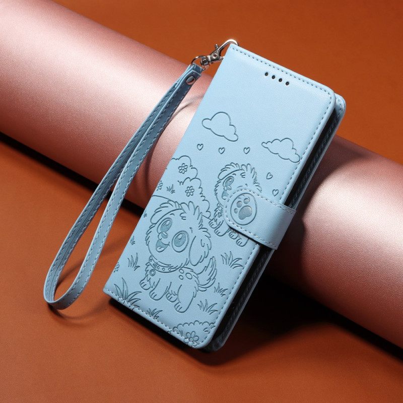 Leren Hoesje Vivo X300 Rfid-bescherming Met Hondengravure