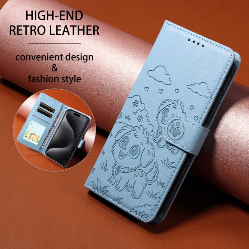 Leren Hoesje Vivo X300 Rfid-bescherming Met Hondengravure