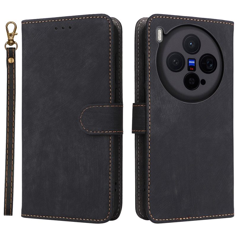 Leren Hoesje Vivo X300 Ringhouder Met Suède-effect Bescherming Hoesje