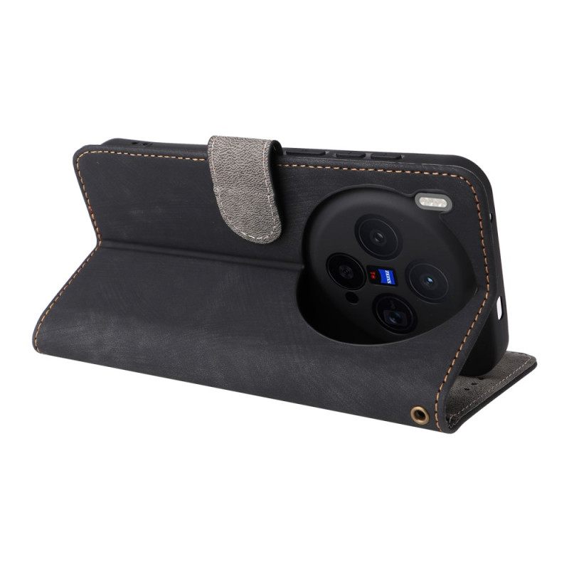 Leren Hoesje Vivo X300 Ringhouder Met Suède-effect Bescherming Hoesje